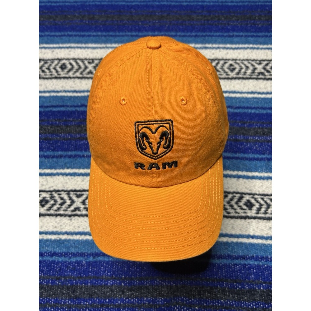 Y2K RAM Dodge Logo Orange Adjustable Dad Hat Cap Embroidered OEM Mopar Truck